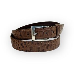 W. Kleinberg Brown Hornback Alligator Belt with Nickel plated buckle Size 38